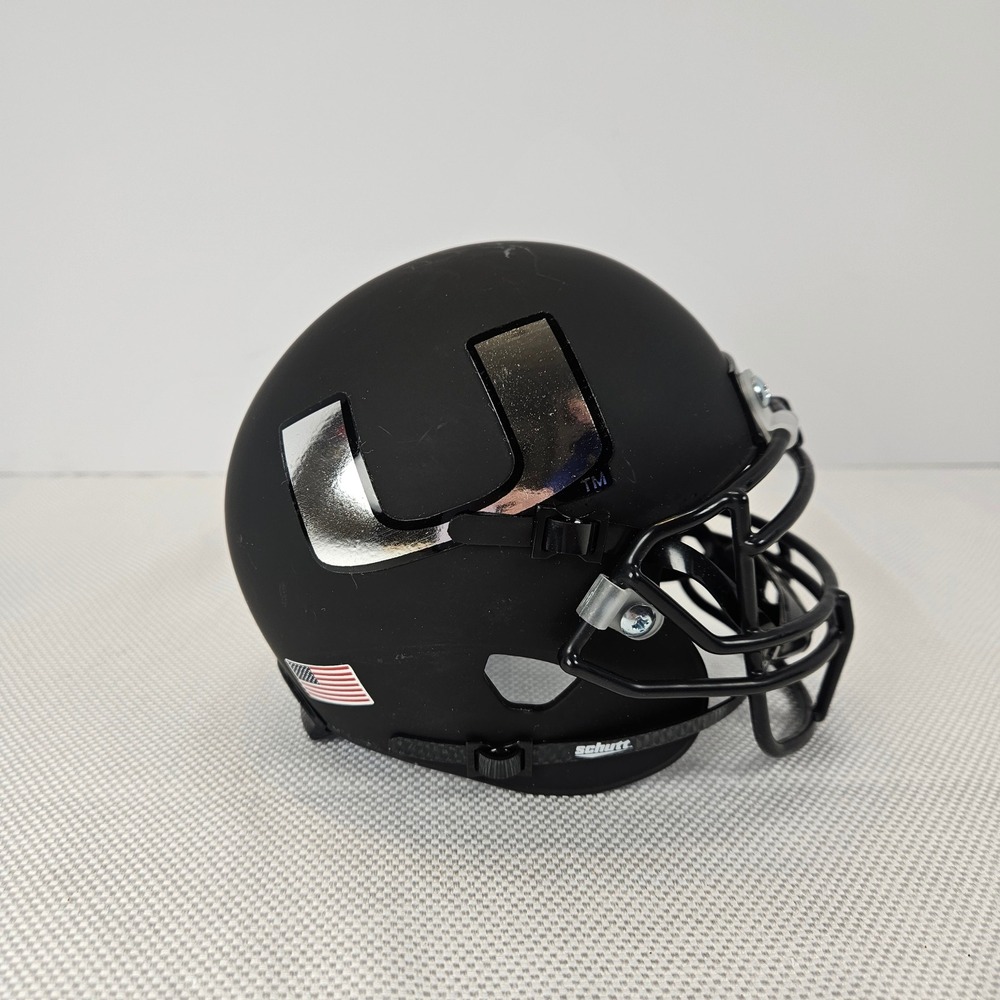 Schutt Miami Hurricanes Mini Football Helmet Matte Black Silver Metallic U NCAA‎